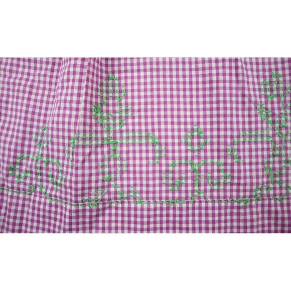 VINTAGE PURPLE CHECKERED PLAID EMBROIDERED HALF APRON - Picture 5 of 7